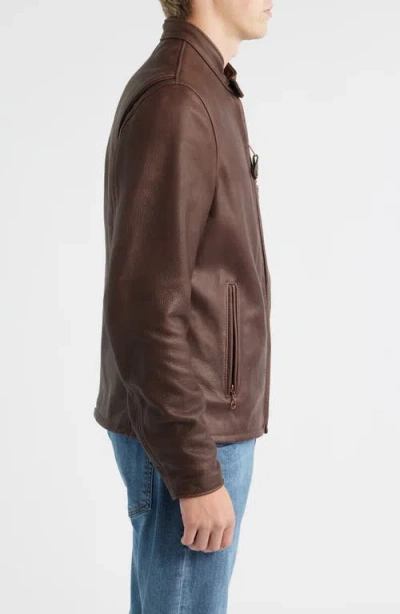 Schott Nyc Café Racer Oil Tanned Leather Moto Jacket In Brown