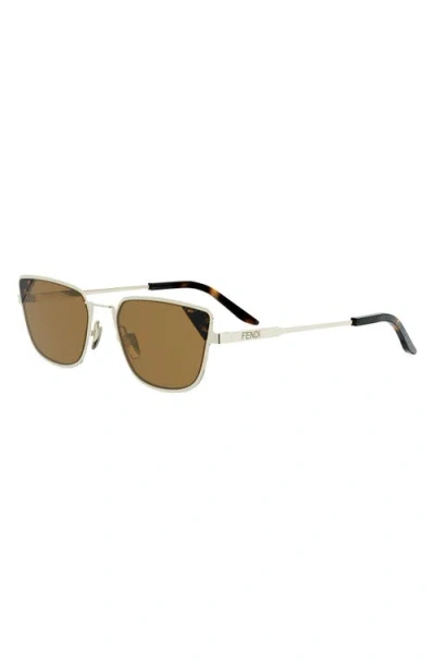 Fendi Signature 53.7mm Rectangular Sunglasses In Gold