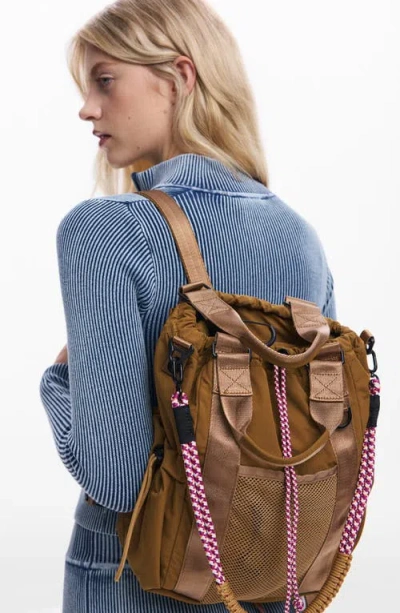 Desigual Medium Nylon Backpack In Brown