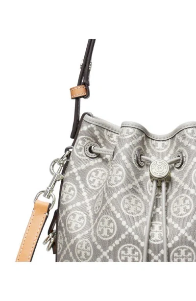 Tory Burch Mini T Monogram Jacquard Utility Bucket Bag In Gray