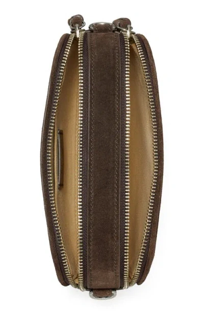 Tory Burch Mini Miller Logo-studded Suede Crossbody Bag In Brown