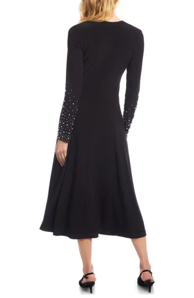 Karen Kane Kate Embellished Long Sleeve Midi Dress In Black