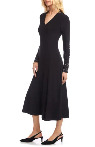Karen Kane Kate Embellished Long Sleeve Midi Dress In Black