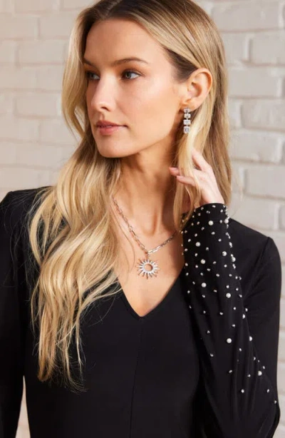 Karen Kane Kate Embellished Long Sleeve Midi Dress In Black