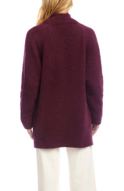Karen Kane Boucle Cardigan Sweater In Burgundy