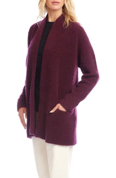 Karen Kane Boucle Cardigan Sweater In Burgundy