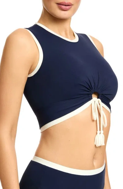 Robin Piccone Tiena Longline Knot Front Bikini Top In Multi