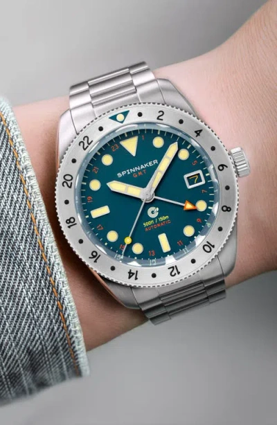 Spinnaker Croft Gmt Automatic Bracelet & Rubber Strap Watch, 39mm In Blue