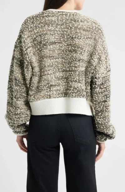 Hugo Boss Boss Flelani Metallic Virgin Wool Blend Open Front Cardigan In Gray