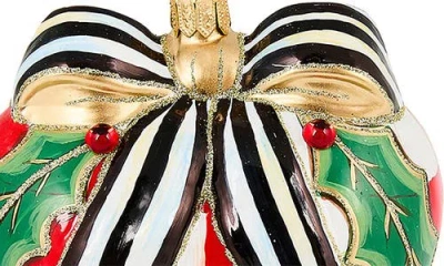 Mackenzie-childs Mackenzie Childs Check It Out Red Heart Glass Ornament In Multi