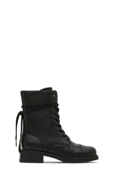 Steve Madden Kids' Jfrankie Lace-up Cap Toe Bootie In Black