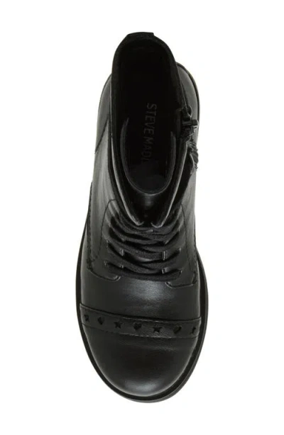 Steve Madden Kids' Jfrankie Lace-up Cap Toe Bootie In Black