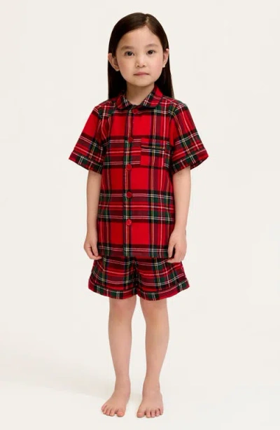 Petite Plume Kids' Tartan Two-piece Short Pajamas In Multi