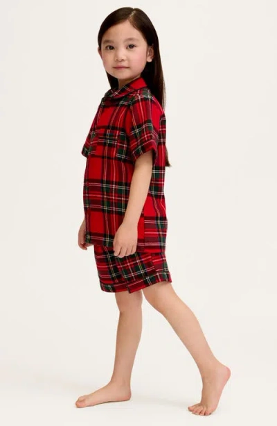 Petite Plume Kids' Tartan Two-piece Short Pajamas In Multi