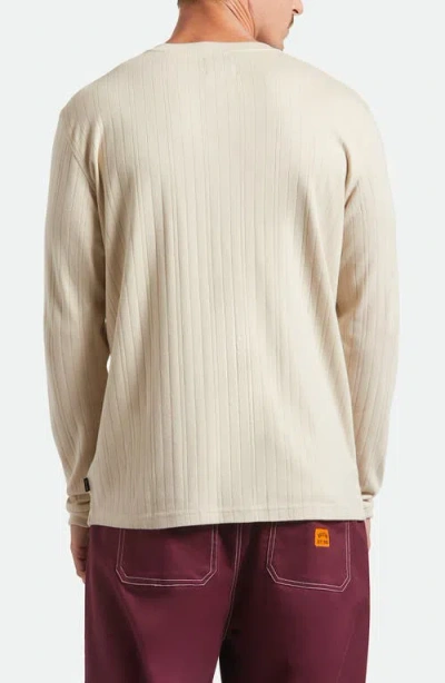 Brixton Standard Fit Long Sleeve Cotton Rib Henley In Neutral