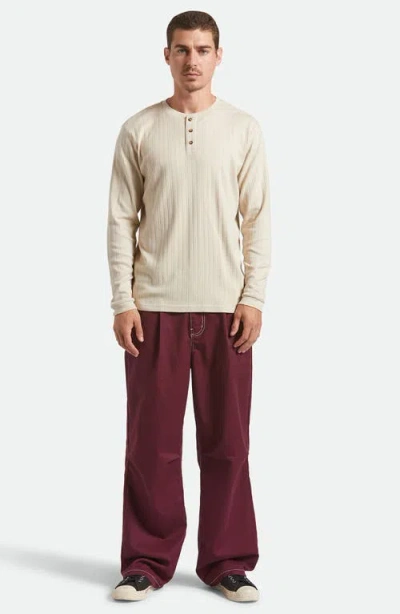Brixton Standard Fit Long Sleeve Cotton Rib Henley In Neutral
