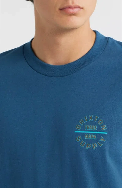 Brixton Oath V Cotton Logo Graphic T-shirt In Blue