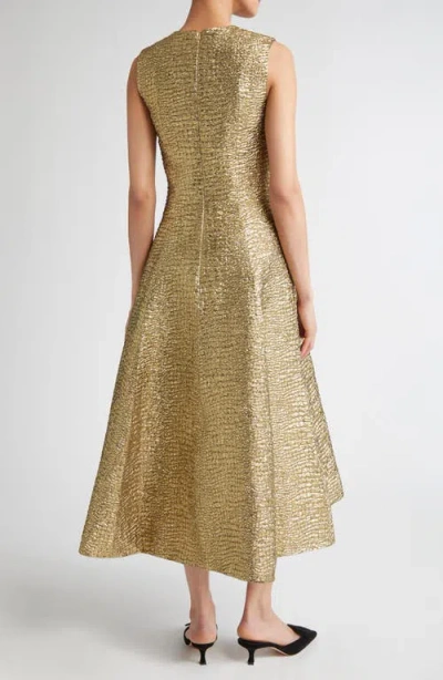 Emilia Wickstead Mara Textured Sleeveless Midi Dress In Gold