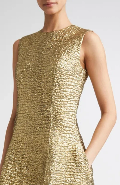 Emilia Wickstead Mara Textured Sleeveless Midi Dress In Gold