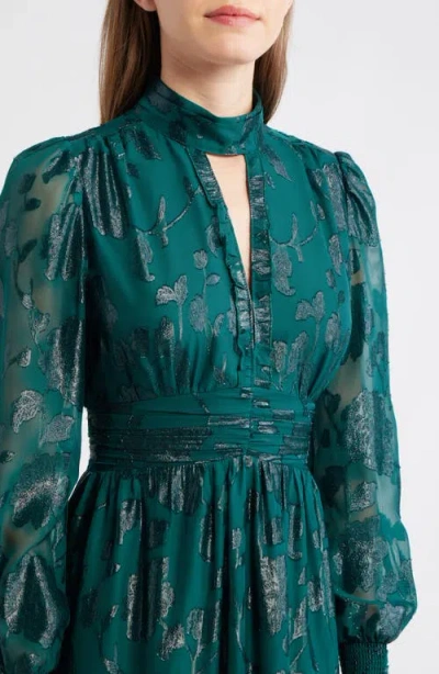 Anne Klein Jacquard Lurex Midi Dress In Green