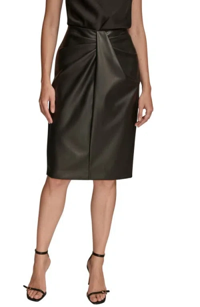 Donna Karan Women's Wrap Waist Faux Leather Pencil Skirt In Black