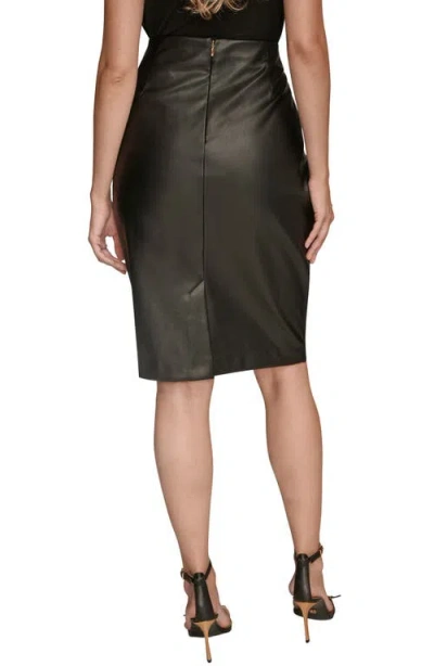 Donna Karan Women's Wrap Waist Faux Leather Pencil Skirt In Black