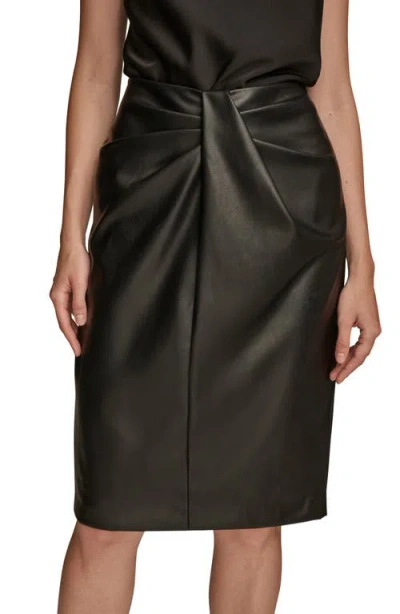 Donna Karan Women's Wrap Waist Faux Leather Pencil Skirt In Black