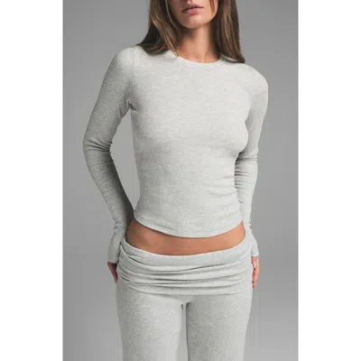 Skims Stretch Cotton Rib Long Sleeve T-shirt In Multi