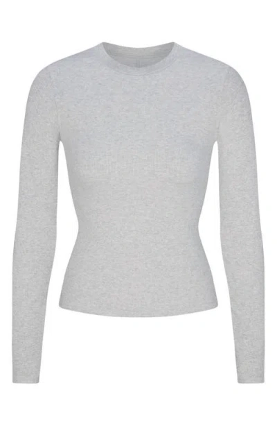 Skims Stretch Cotton Rib Long Sleeve T-shirt In Multi