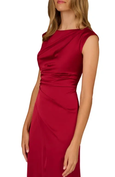 Aidan Mattox Draped Satin Dress In Red