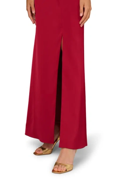 Aidan Mattox Draped Satin Dress In Red