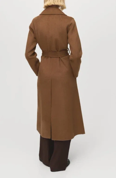 Mango Wool Blend Wrap Coat In Brown
