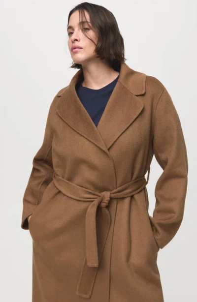 Mango Wool Blend Wrap Coat In Brown