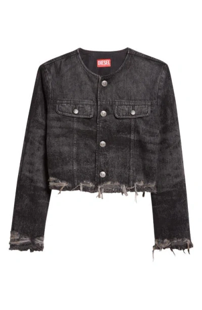 Diesel Grey Jacket With Round Neck And Frayed Edges In Cotton Blend Woman In Gray