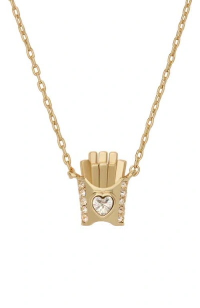 Kate Spade Cubic Zirconia Happy Fry-day Pendant Necklace In Gold