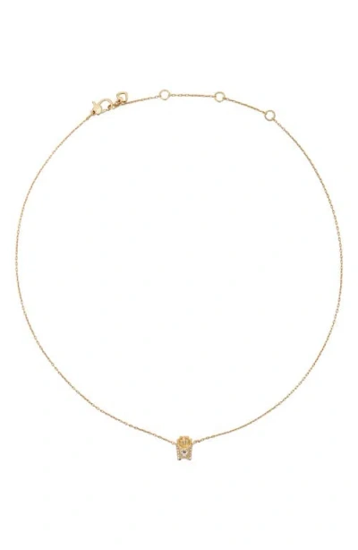 Kate Spade Cubic Zirconia Happy Fry-day Pendant Necklace In Gold