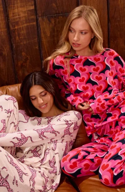 Room Service Pjs Long Sleeve Print Pajamas In Multi