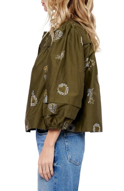 Ciebon Liliane Embroidered Cotton Top In Green