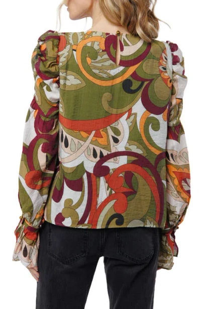 Ciebon Kysandra Abstract Print V-neck Top In Multi