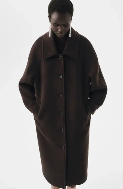 Mango Women's Buttoned Wool Coat In Brown