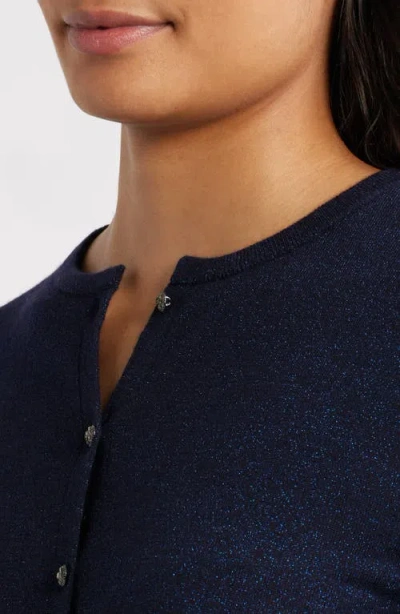 Margaret O'leary Merino Wool Blend Cardigan In Blue