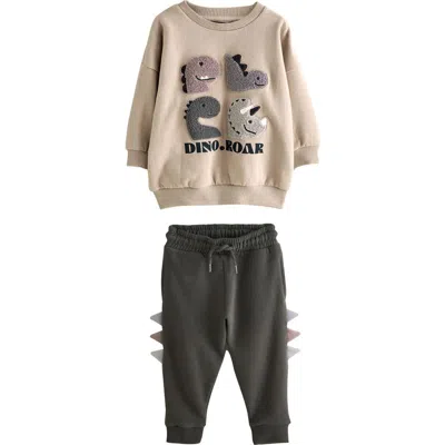 Next Kids' Colorblock Dinosaur Sweatshirt & Joggers Set In Multi