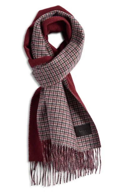 Vince Houndstooth Reversible Cashmere Scarf In Burgundy