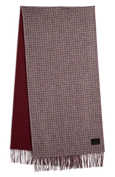 Vince Houndstooth Reversible Cashmere Scarf In Burgundy