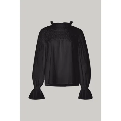 Merlette Womens Black Majorelle Flared-neck Cotton Top S