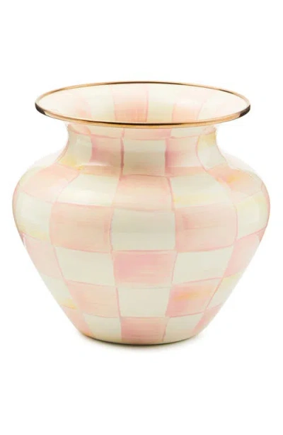 Mackenzie-childs Mackenzie Childs Rosy Check Large Enameled Steel Vase In Pink