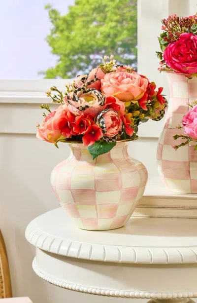 Mackenzie-childs Mackenzie Childs Rosy Check Large Enameled Steel Vase In Pink