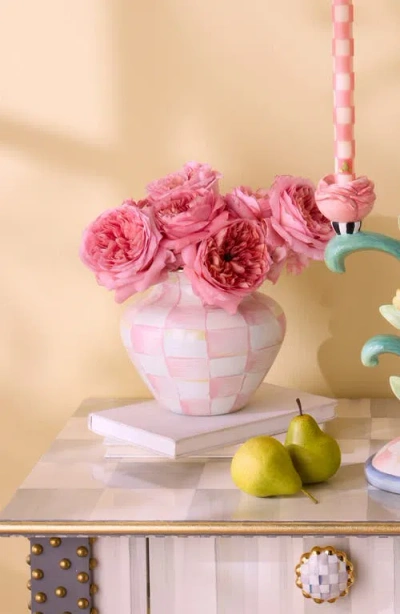 Mackenzie-childs Mackenzie Childs Rosy Check Large Enameled Steel Vase In Pink