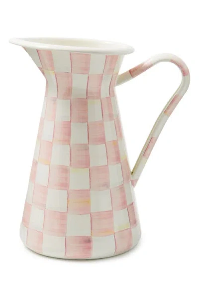 Mackenzie-childs Mackenzie Childs Rosy Check Large Enameled Steel Practical Pitcher In Pink