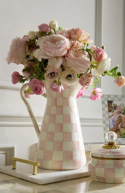 Mackenzie-childs Mackenzie Childs Rosy Check Large Enameled Steel Practical Pitcher In Pink